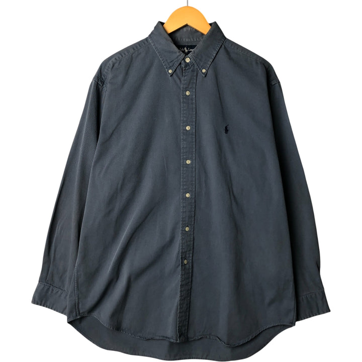 Ralph Lauren BLAKE long sleeve button down shirt, men's size L cotton Navy blue Vintage Second Hand
