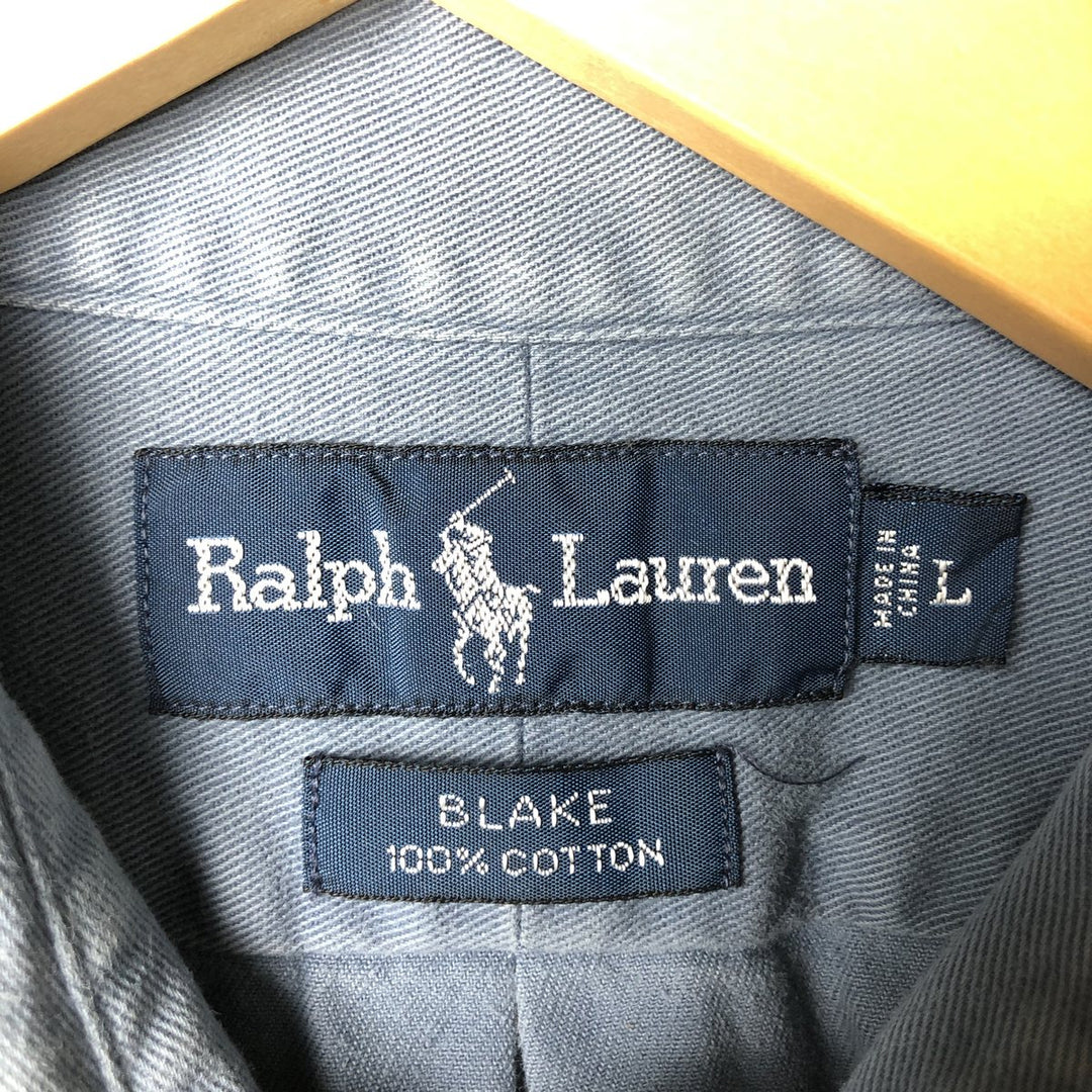 Ralph Lauren BLAKE long sleeve button down shirt, men's size L cotton Navy blue Vintage Second Hand