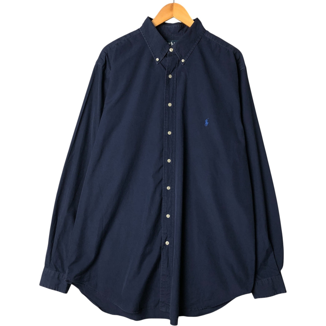 Ralph Lauren Classic Fit Long Sleeve Button Down Shirt Men's XL cotton Navy blue Vintage Second Hand