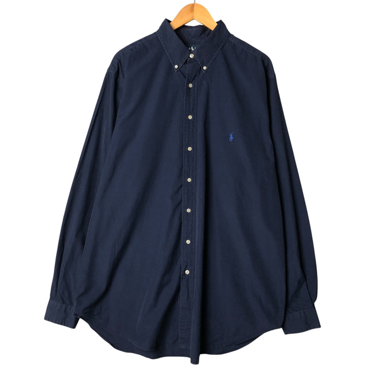 Ralph Lauren Classic Fit Long Sleeve Button Down Shirt Men's XL cotton Navy blue Vintage Second Hand