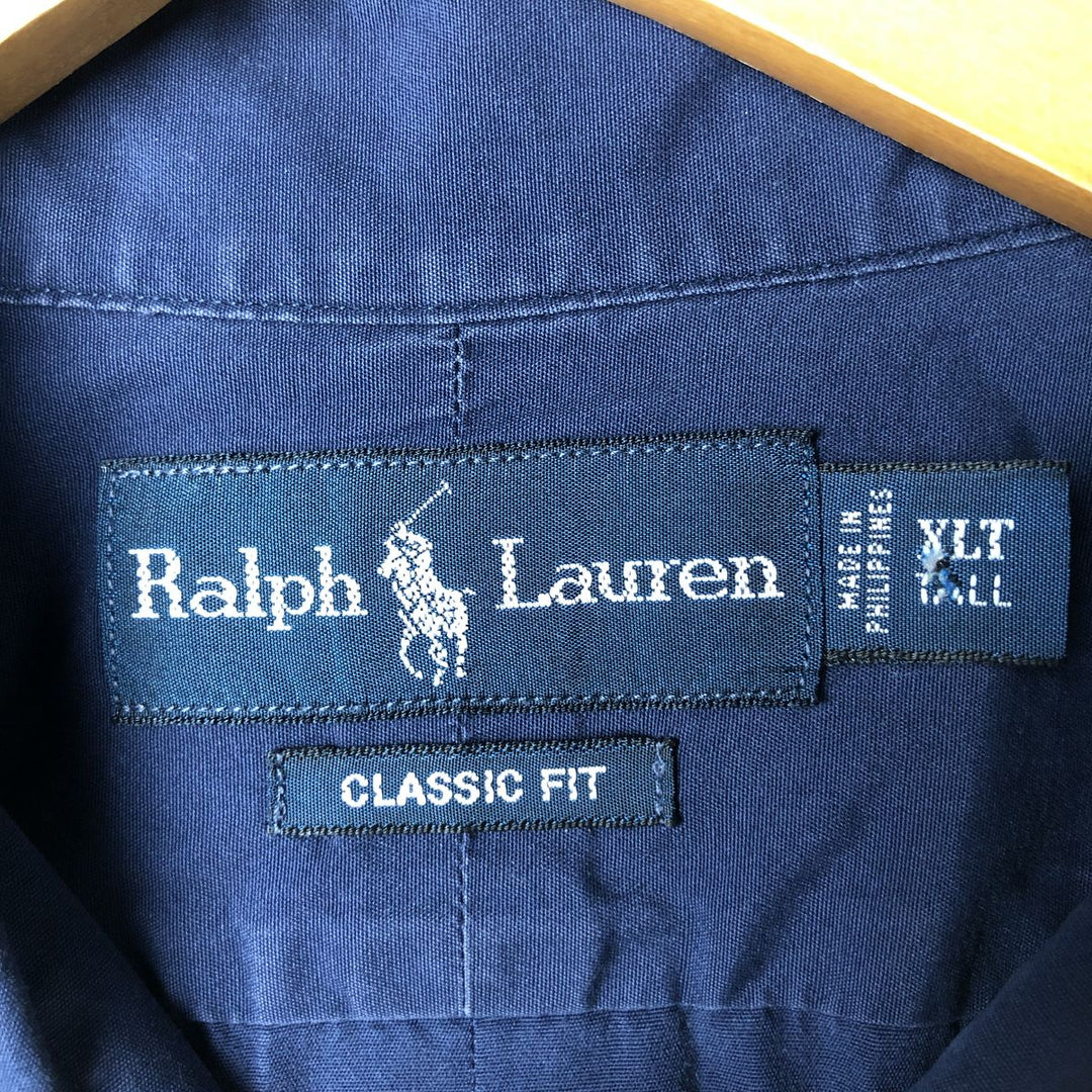 Ralph Lauren Classic Fit Long Sleeve Button Down Shirt Men's XL cotton Navy blue Vintage Second Hand