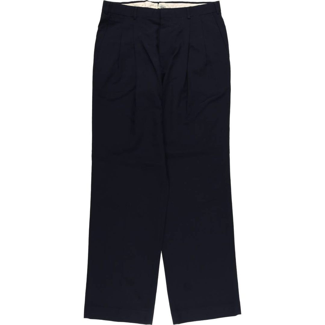 PAXTON ROW Two-pleat Slacks, Made in USA, Men's, Vintage, Size W33 unclear navy blue type Vintage Second Hand