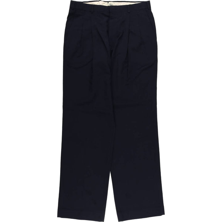 PAXTON ROW Two-pleat Slacks, Made in USA, Men's, Vintage, Size W33 unclear navy blue type Vintage Second Hand