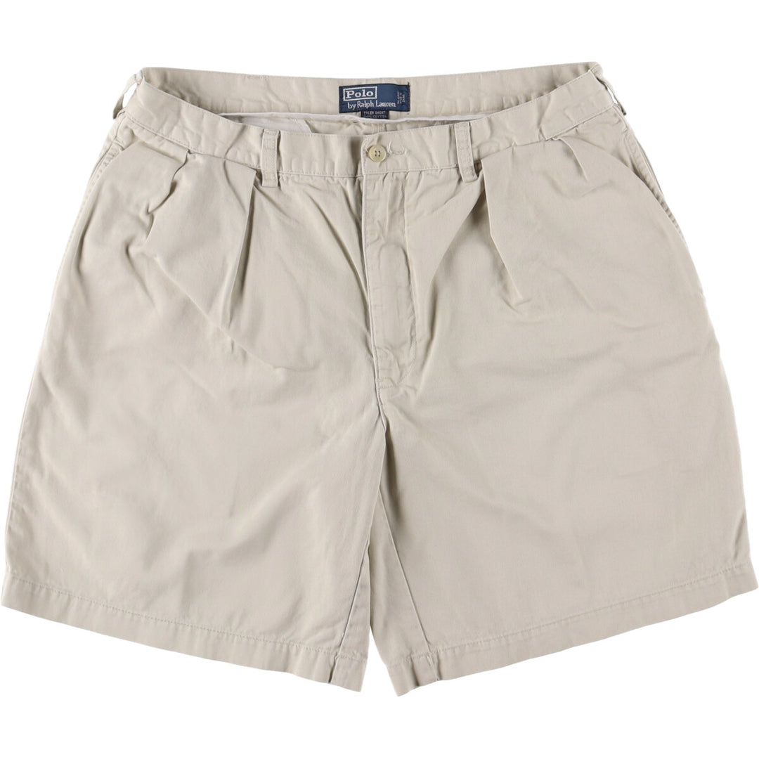 Ralph Lauren POLO by Ralph Lauren TYLER SHORT Two-pleat chino shorts, short pants, men's size W36 cotton Beige type Vintage Second Hand