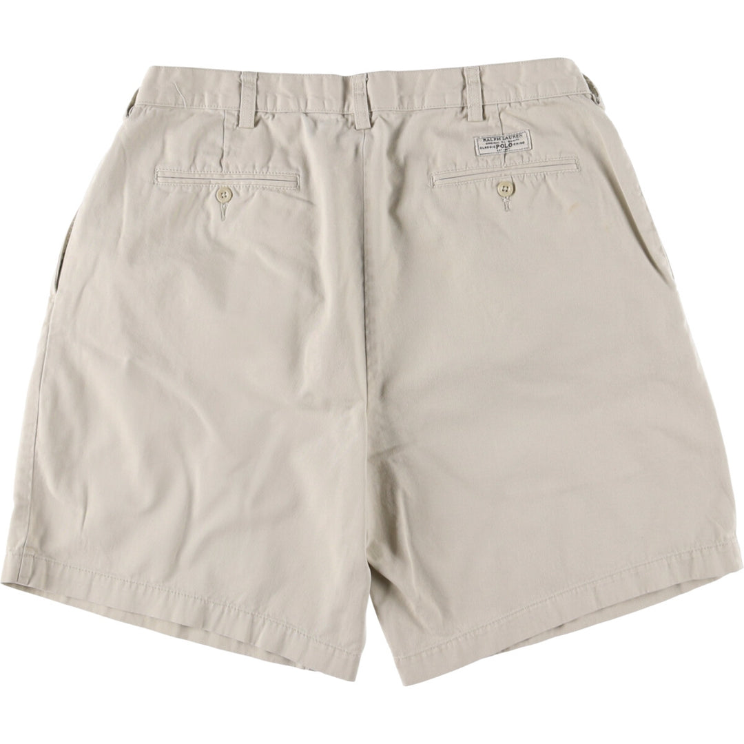 Ralph Lauren POLO by Ralph Lauren TYLER SHORT Two-pleat chino shorts, short pants, men's size W36 cotton Beige type Vintage Second Hand