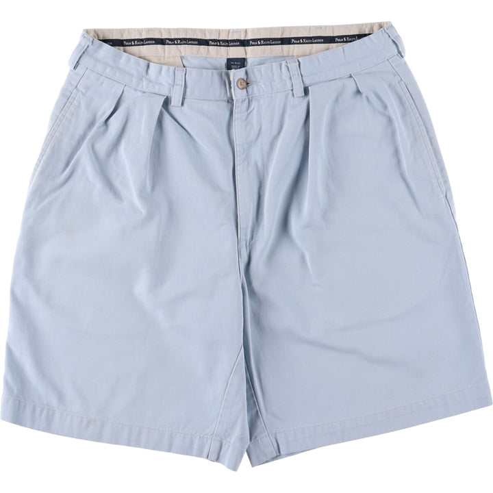 Ralph Lauren POLO RALPH LAUREN Two-pleat Chino Shorts Shorts Men's W34 equivalent cotton Blue type light blue Vintage Second Hand