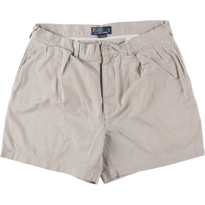 Ralph Lauren POLO by Ralph Lauren ANDREW SHORT Two-pleat chino shorts, short pants, men's size W36 cotton pale white type Vintage Second Hand