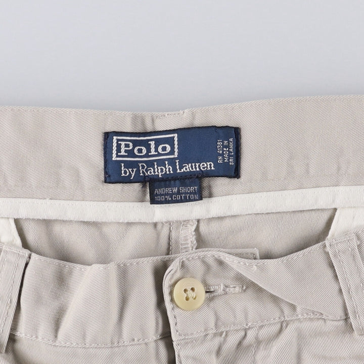 Ralph Lauren POLO by Ralph Lauren ANDREW SHORT Two-pleat chino shorts, short pants, men's size W36 cotton pale white type Vintage Second Hand