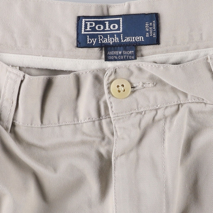 Ralph Lauren POLO by Ralph Lauren ANDREW SHORT Two-pleat chino shorts, short pants, men's size W36 cotton pale white type Vintage Second Hand