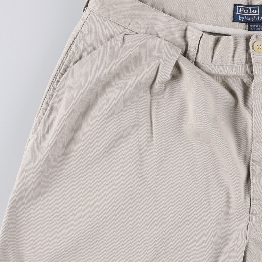 Ralph Lauren POLO by Ralph Lauren ANDREW SHORT Two-pleat chino shorts, short pants, men's size W36 cotton pale white type Vintage Second Hand