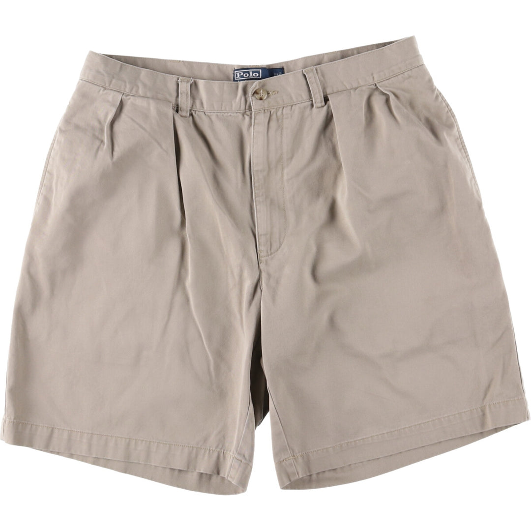 Ralph Lauren POLO by Ralph Lauren TYLER SHORT Two-pleat chino shorts, short pants, men's size W34 cotton Beige type Vintage Second Hand
