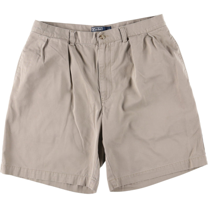 Ralph Lauren POLO by Ralph Lauren TYLER SHORT Two-pleat chino shorts, short pants, men's size W34 cotton Beige type Vintage Second Hand