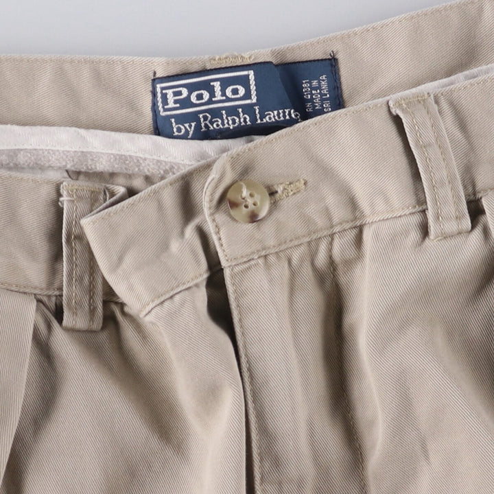 Ralph Lauren POLO by Ralph Lauren TYLER SHORT Two-pleat chino shorts, short pants, men's size W34 cotton Beige type Vintage Second Hand