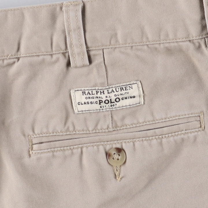 Ralph Lauren POLO by Ralph Lauren TYLER SHORT Two-pleat chino shorts, short pants, men's size W34 cotton Beige type Vintage Second Hand