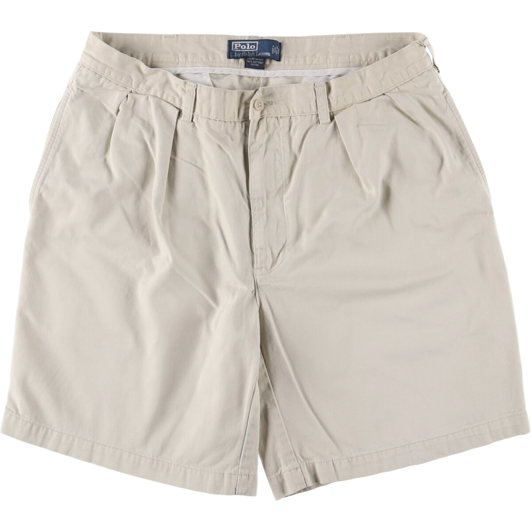 Ralph Lauren POLO by Ralph Lauren TYLER SHORT Two-pleat chino shorts, short pants, men's size W36 cotton ivory Vintage Second Hand