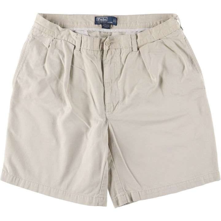 Ralph Lauren POLO by Ralph Lauren TYLER SHORT Two-pleat chino shorts, short pants, men's size W36 cotton ivory Vintage Second Hand