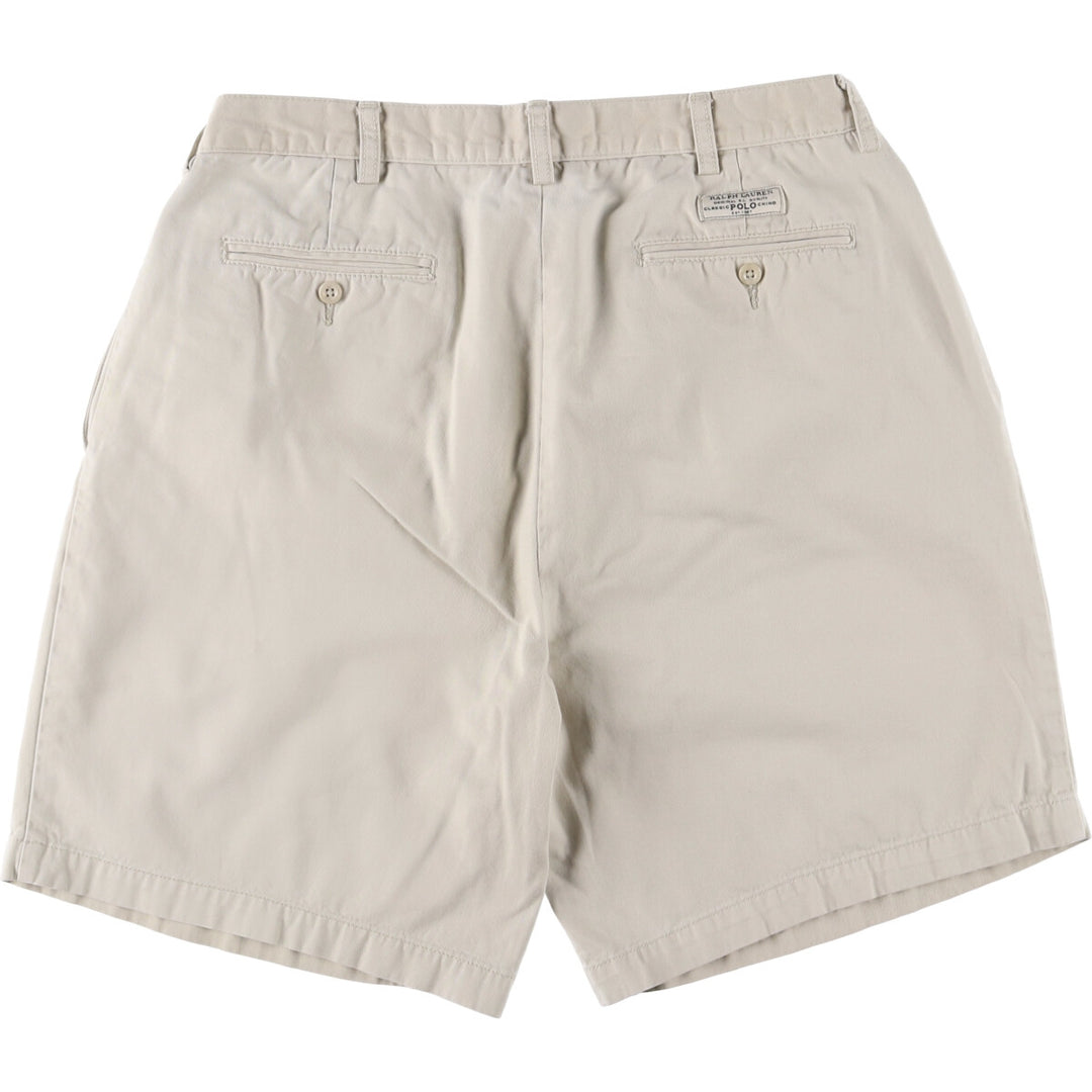 Ralph Lauren POLO by Ralph Lauren TYLER SHORT Two-pleat chino shorts, short pants, men's size W36 cotton ivory Vintage Second Hand