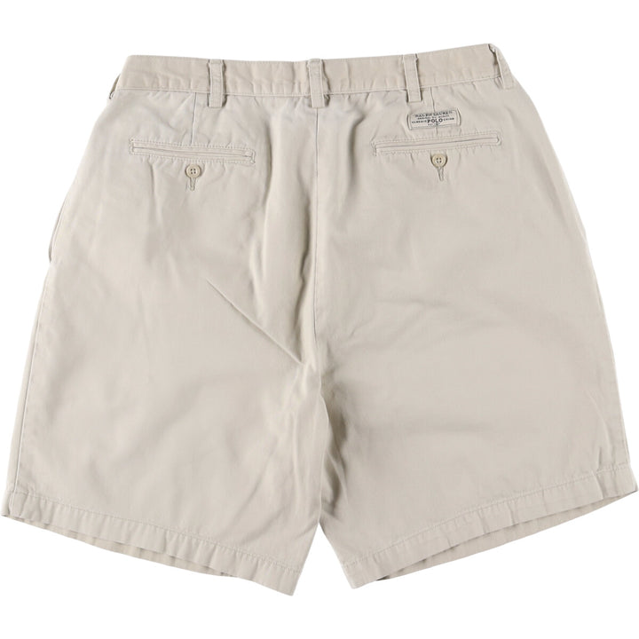 Ralph Lauren POLO by Ralph Lauren TYLER SHORT Two-pleat chino shorts, short pants, men's size W36 cotton ivory Vintage Second Hand