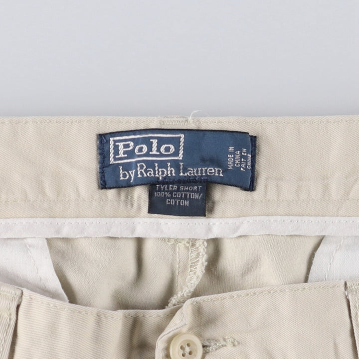 Ralph Lauren POLO by Ralph Lauren TYLER SHORT Two-pleat chino shorts, short pants, men's size W36 cotton ivory Vintage Second Hand