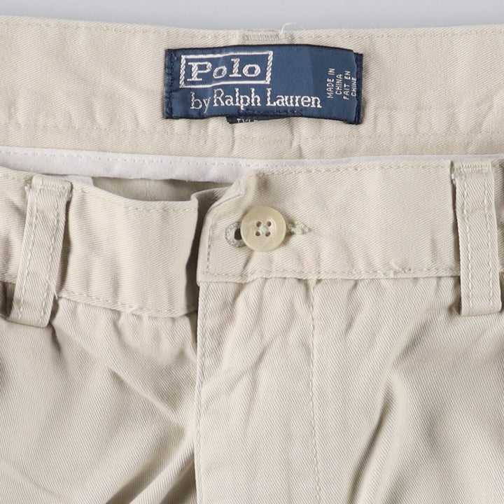 Ralph Lauren POLO by Ralph Lauren TYLER SHORT Two-pleat chino shorts, short pants, men's size W36 cotton ivory Vintage Second Hand
