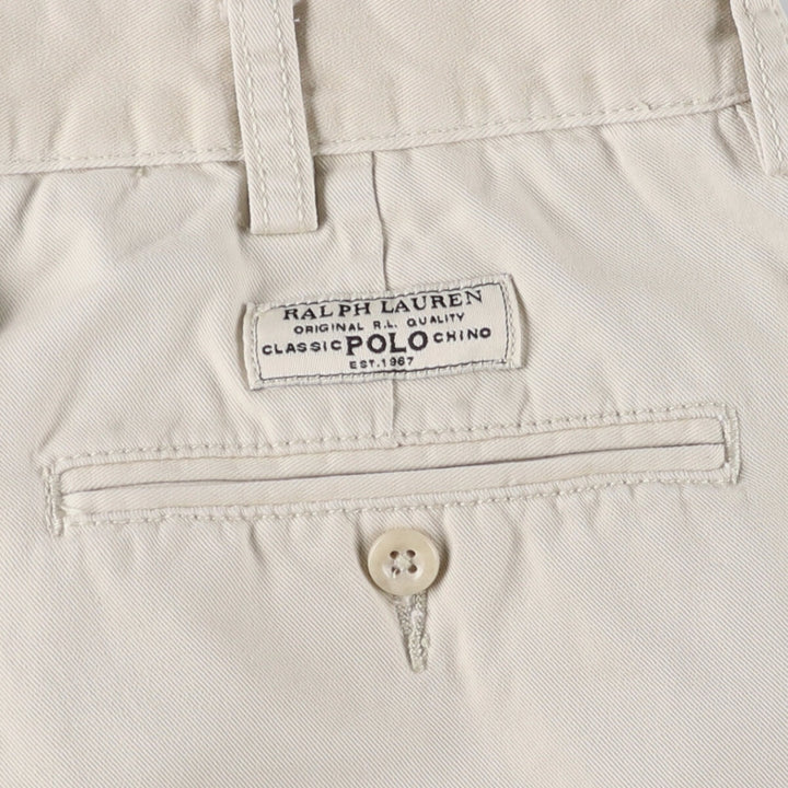 Ralph Lauren POLO by Ralph Lauren TYLER SHORT Two-pleat chino shorts, short pants, men's size W36 cotton ivory Vintage Second Hand
