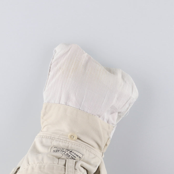 Ralph Lauren POLO by Ralph Lauren TYLER SHORT Two-pleat chino shorts, short pants, men's size W36 cotton ivory Vintage Second Hand
