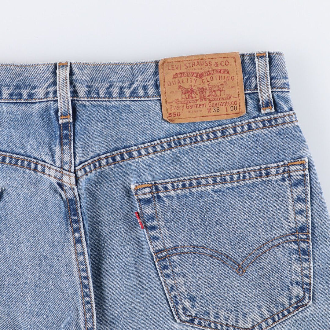 90'S Levi's 550 Relaxed Fit Denim Shorts, Made in USA, Men's Size 37, Vintage cotton blue type Vintage Second Hand
