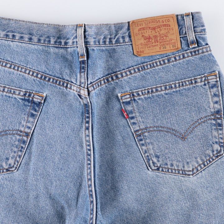 90'S Levi's 550 Relaxed Fit Denim Shorts, Made in USA, Men's Size 37, Vintage cotton blue type Vintage Second Hand