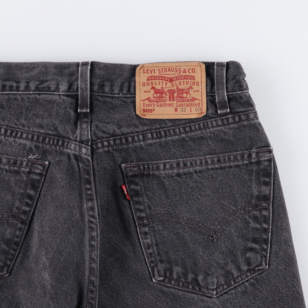 2000'S Levi's 505 Regular Fit 34505-1865 Black Denim Shorts, Men's Size W31 cotton black type Vintage Second Hand
