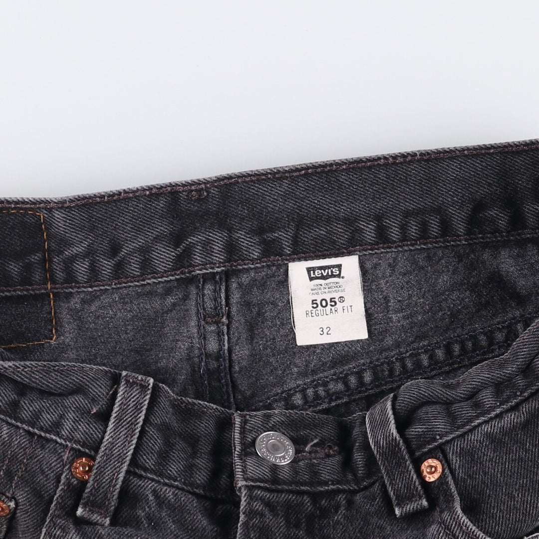 2000'S Levi's 505 Regular Fit 34505-1865 Black Denim Shorts, Men's Size W31 cotton black type Vintage Second Hand