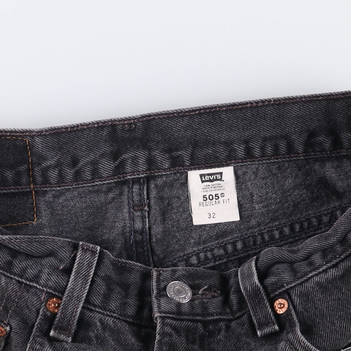 2000'S Levi's 505 Regular Fit 34505-1865 Black Denim Shorts, Men's Size W31 cotton black type Vintage Second Hand