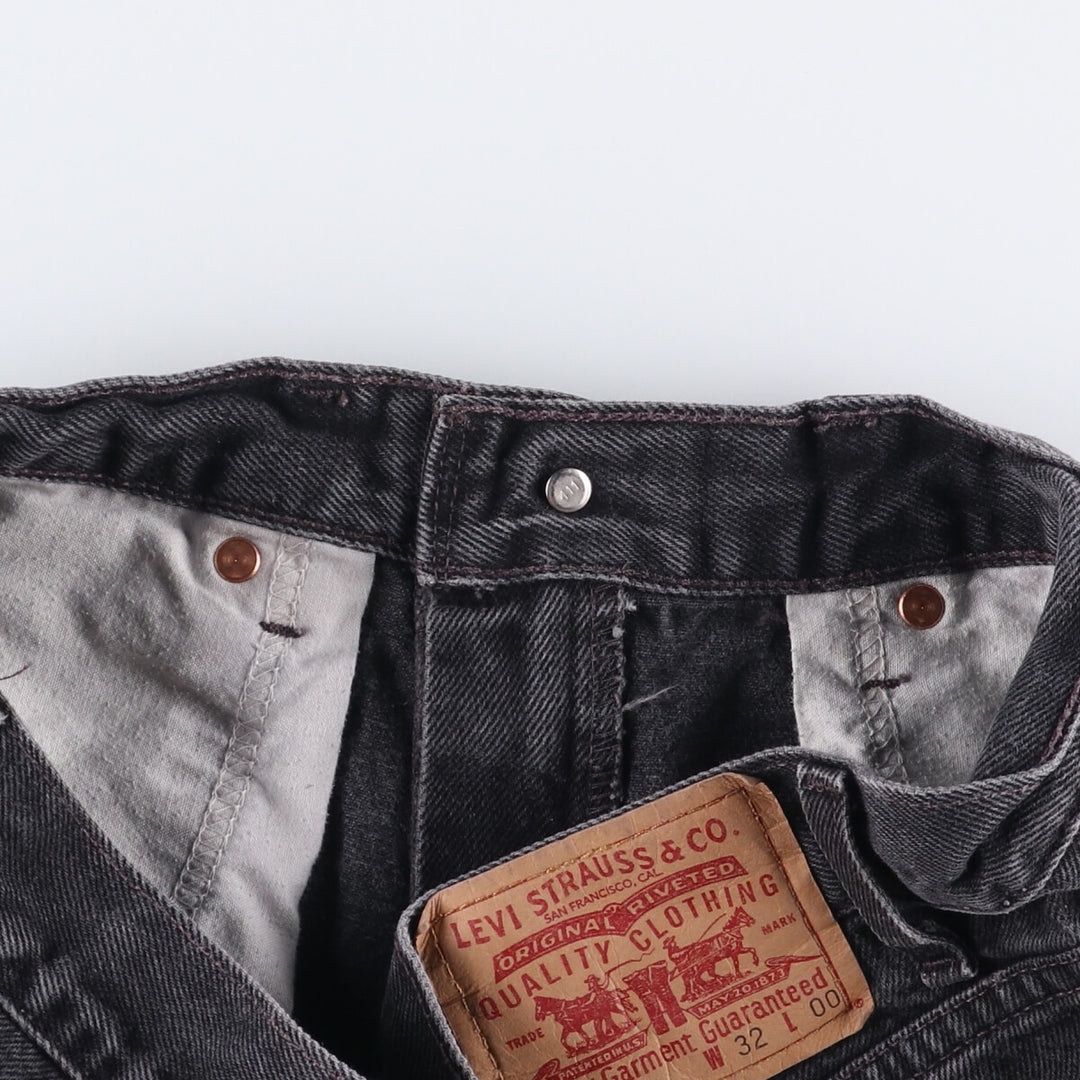 2000'S Levi's 505 Regular Fit 34505-1865 Black Denim Shorts, Men's Size W31 cotton black type Vintage Second Hand