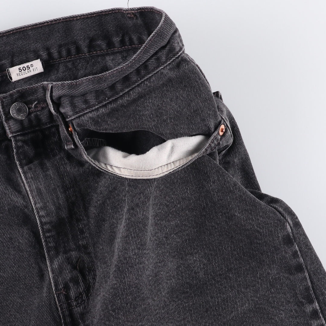 2000'S Levi's 505 Regular Fit 34505-1865 Black Denim Shorts, Men's Size W31 cotton black type Vintage Second Hand