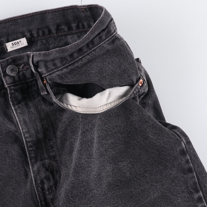 2000'S Levi's 505 Regular Fit 34505-1865 Black Denim Shorts, Men's Size W31 cotton black type Vintage Second Hand