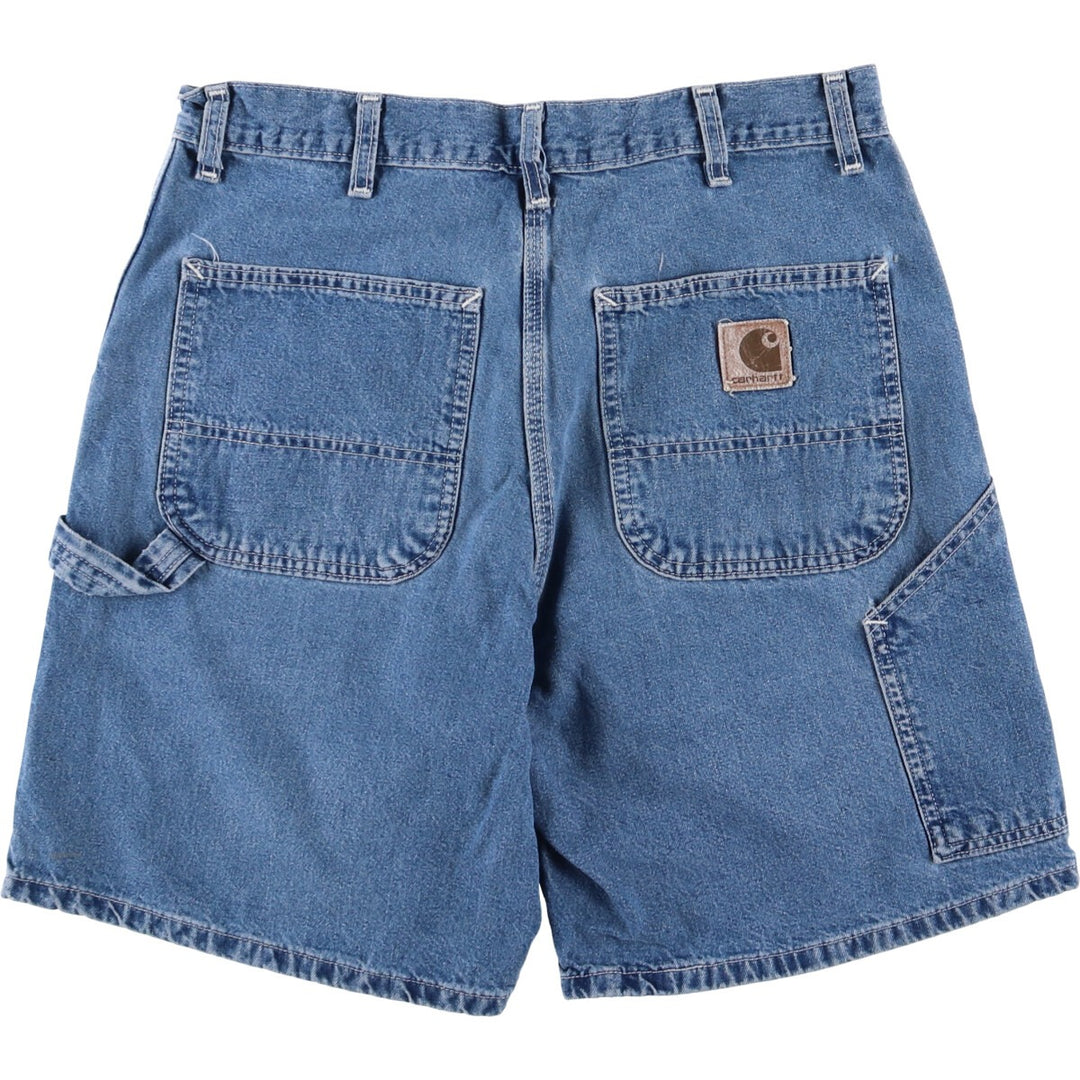 90'S Carhartt denim painter shorts, made in the USA, men's size W34, vintage unclear blue type Vintage Second Hand