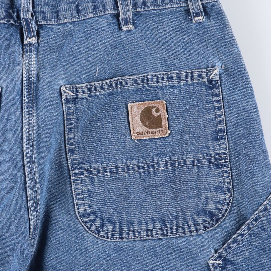 90'S Carhartt denim painter shorts, made in the USA, men's size W34, vintage unclear blue type Vintage Second Hand