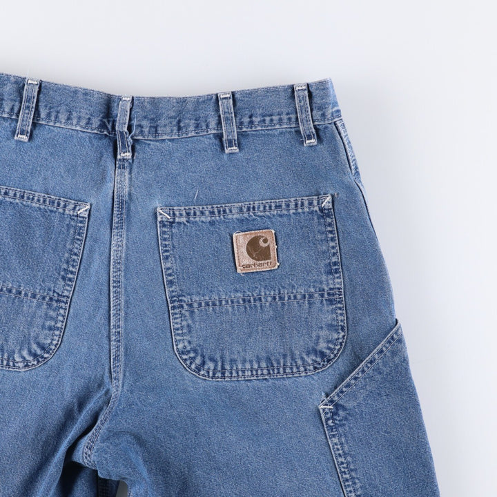 90'S Carhartt denim painter shorts, made in the USA, men's size W34, vintage unclear blue type Vintage Second Hand