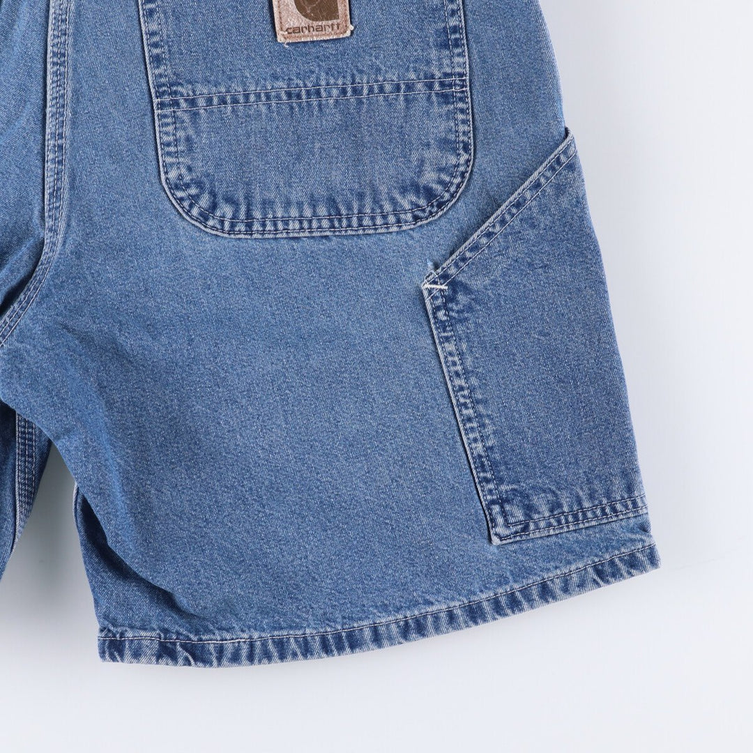 90'S Carhartt denim painter shorts, made in the USA, men's size W34, vintage unclear blue type Vintage Second Hand