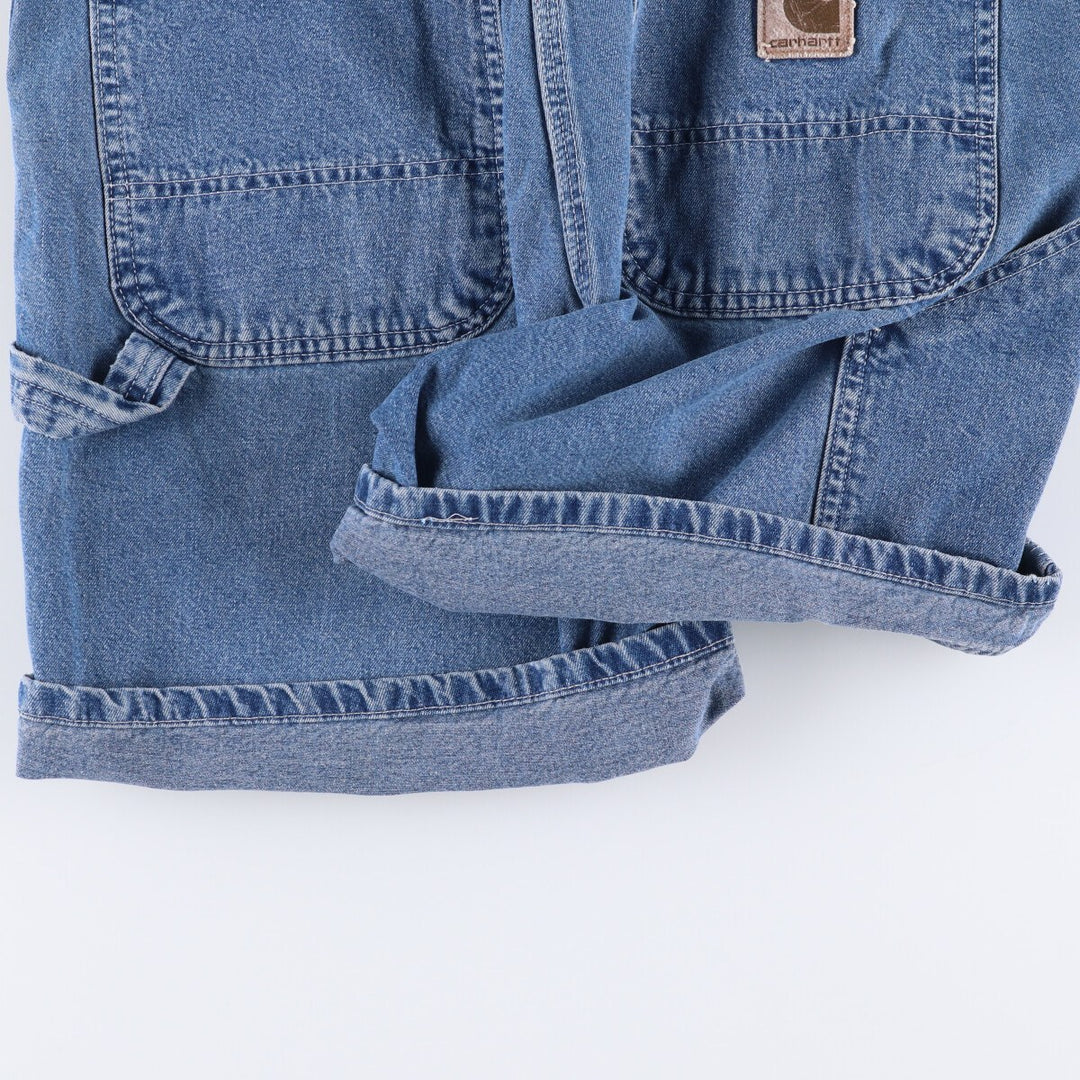 90'S Carhartt denim painter shorts, made in the USA, men's size W34, vintage unclear blue type Vintage Second Hand