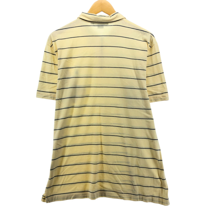 Ralph Lauren POLO by Ralph Lauren striped pattern polo shirt with collar, half-zip, pull-down, short sleeves, size L. cotton yellow type Vintage Second Hand