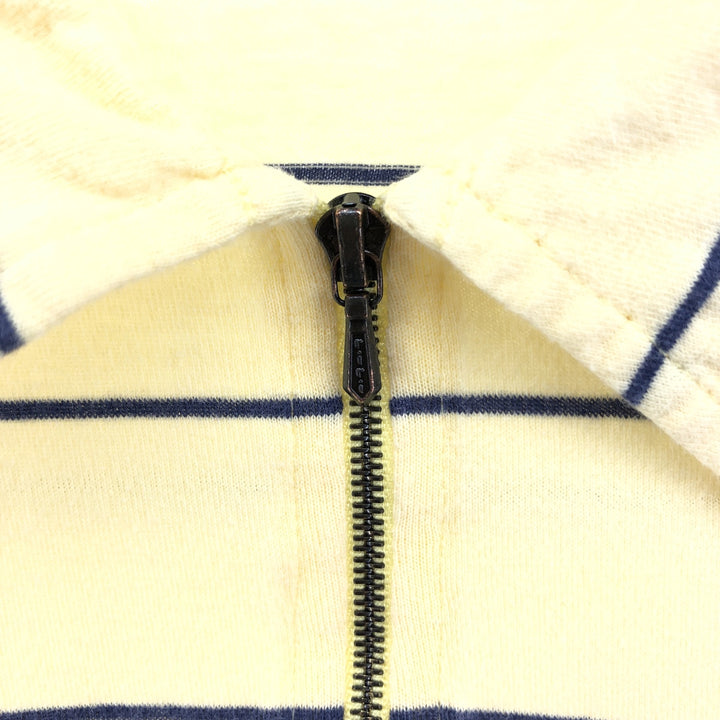 Ralph Lauren POLO by Ralph Lauren striped pattern polo shirt with collar, half-zip, pull-down, short sleeves, size L. cotton yellow type Vintage Second Hand