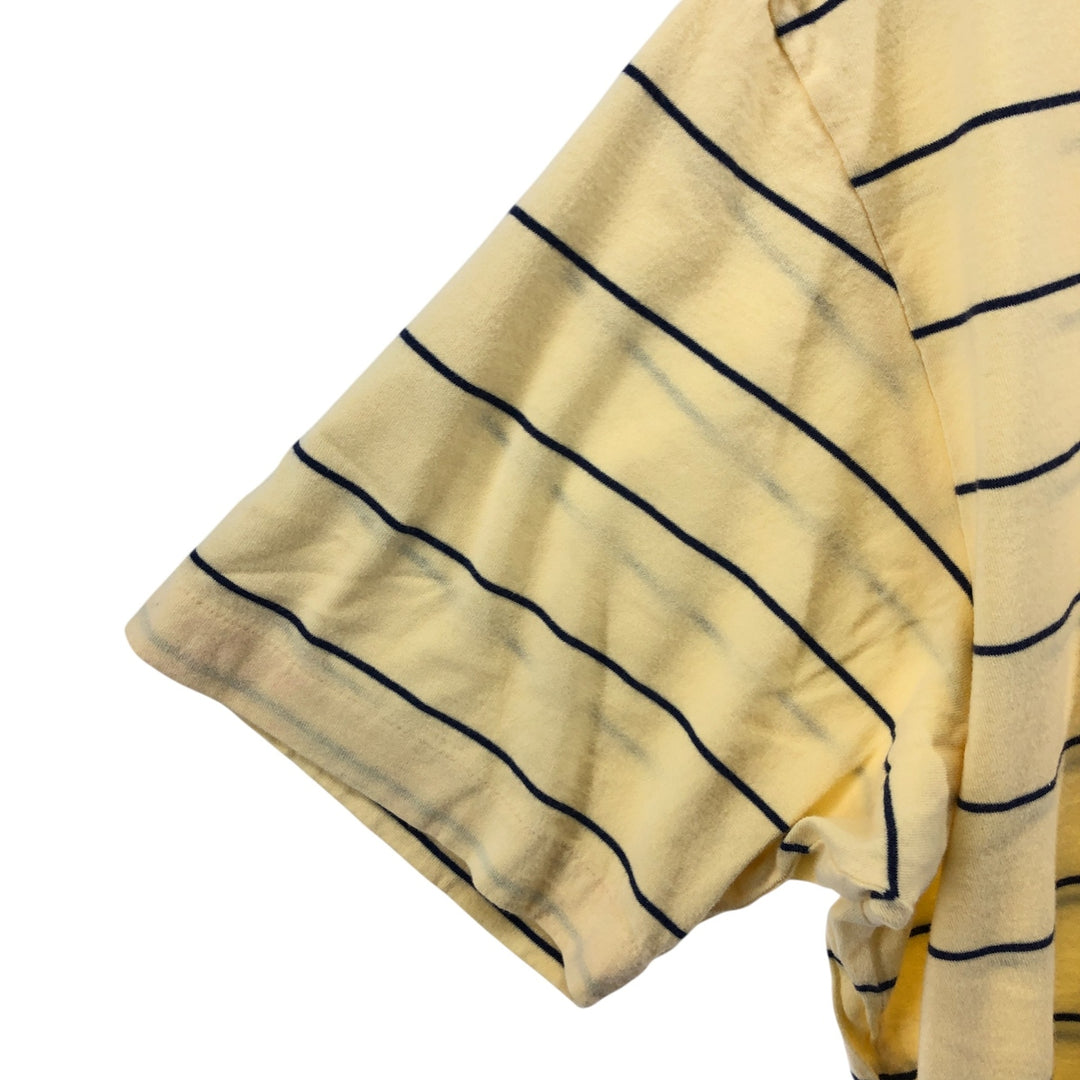 Ralph Lauren POLO by Ralph Lauren striped pattern polo shirt with collar, half-zip, pull-down, short sleeves, size L. cotton yellow type Vintage Second Hand