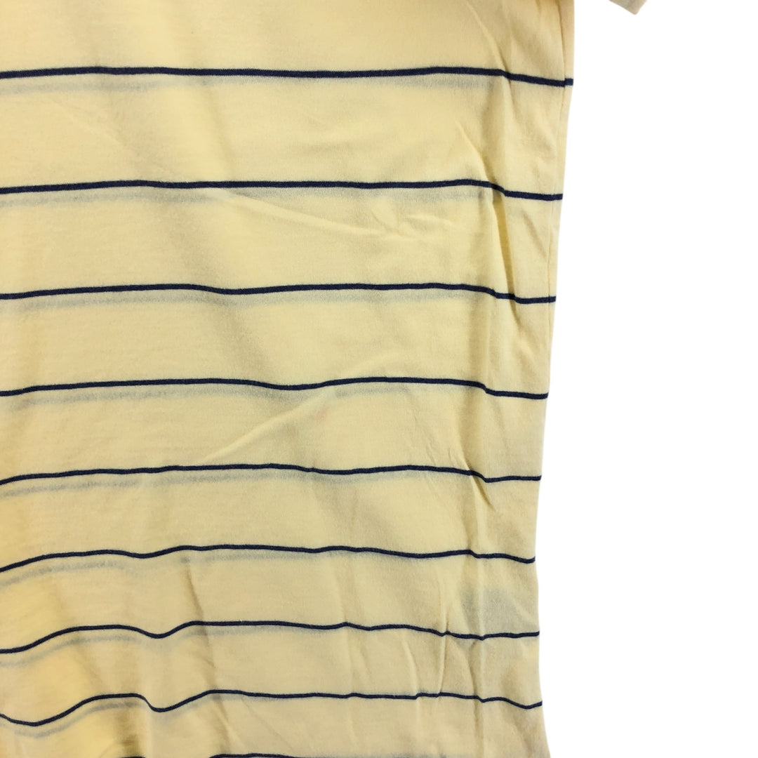Ralph Lauren POLO by Ralph Lauren striped pattern polo shirt with collar, half-zip, pull-down, short sleeves, size L. cotton yellow type Vintage Second Hand