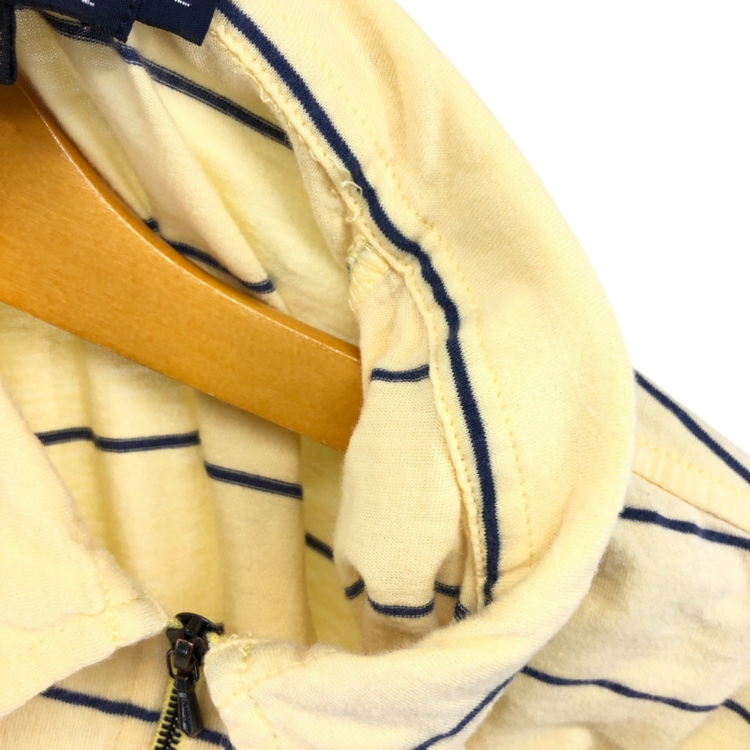 Ralph Lauren POLO by Ralph Lauren striped pattern polo shirt with collar, half-zip, pull-down, short sleeves, size L. cotton yellow type Vintage Second Hand