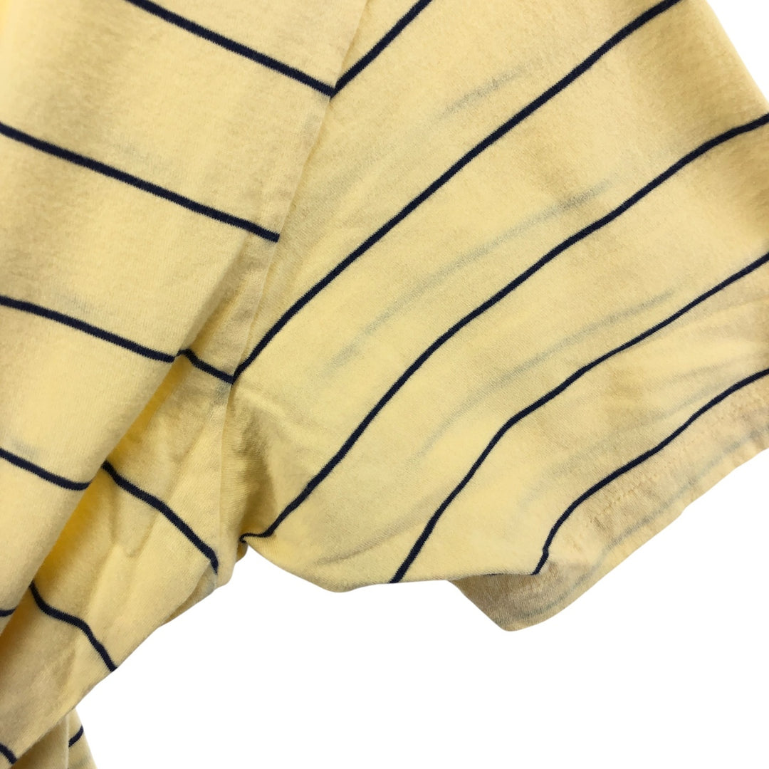 Ralph Lauren POLO by Ralph Lauren striped pattern polo shirt with collar, half-zip, pull-down, short sleeves, size L. cotton yellow type Vintage Second Hand