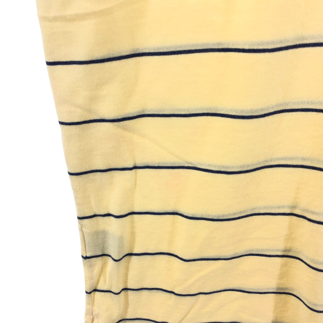 Ralph Lauren POLO by Ralph Lauren striped pattern polo shirt with collar, half-zip, pull-down, short sleeves, size L. cotton yellow type Vintage Second Hand