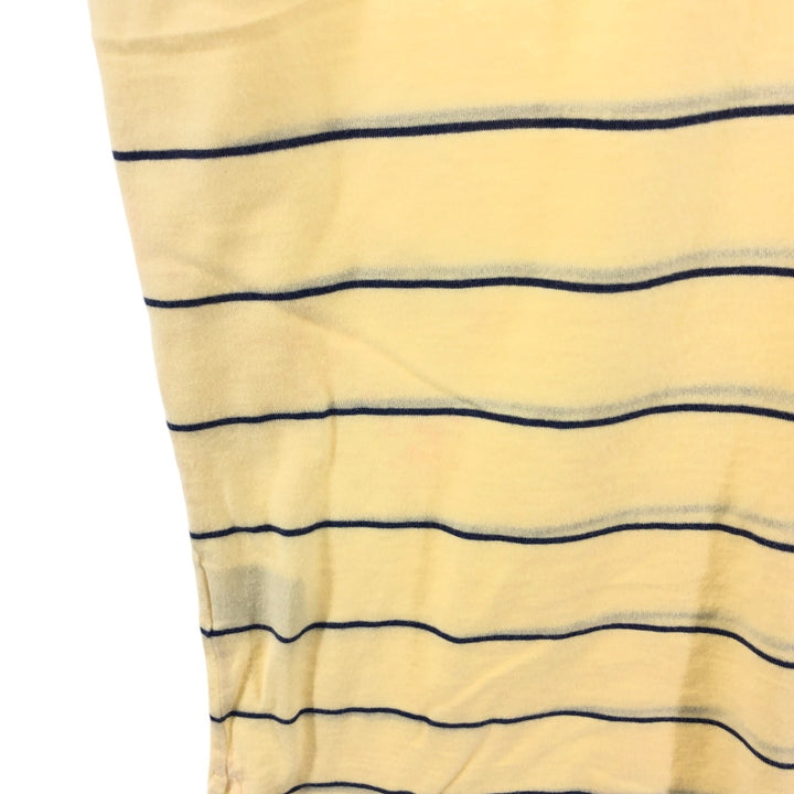 Ralph Lauren POLO by Ralph Lauren striped pattern polo shirt with collar, half-zip, pull-down, short sleeves, size L. cotton yellow type Vintage Second Hand