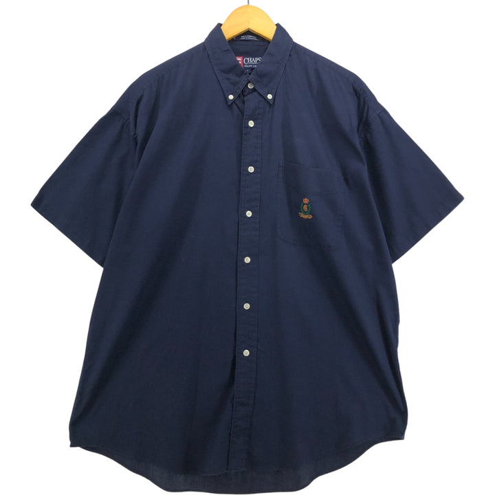 90'S Ralph Lauren CHAPS short sleeve button down shirt, men's size L, vintage cotton navy blue type Vintage Second Hand