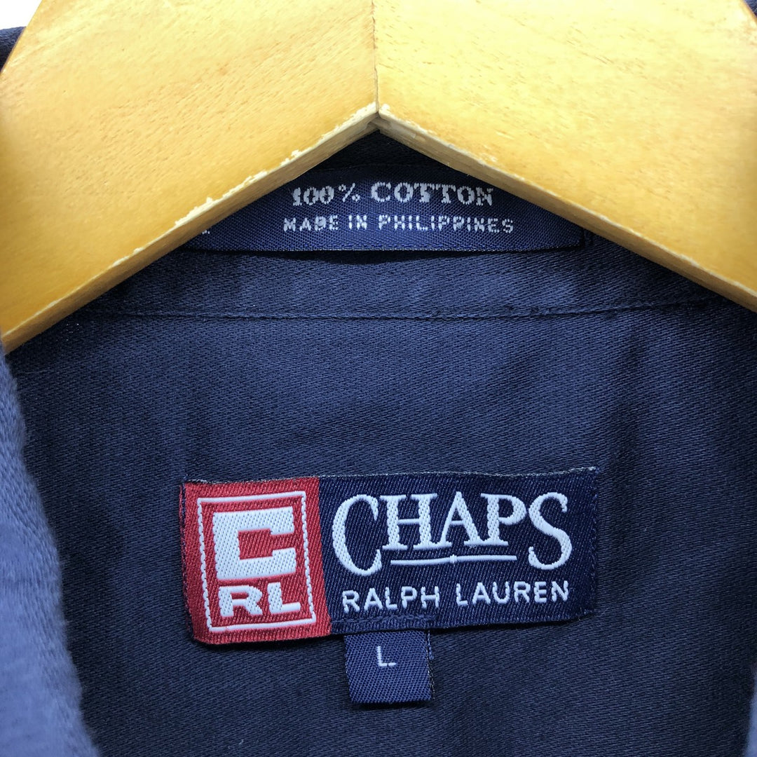 90'S Ralph Lauren CHAPS short sleeve button down shirt, men's size L, vintage cotton navy blue type Vintage Second Hand
