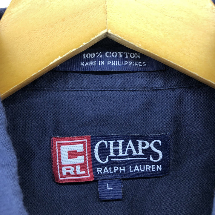 90'S Ralph Lauren CHAPS short sleeve button down shirt, men's size L, vintage cotton navy blue type Vintage Second Hand